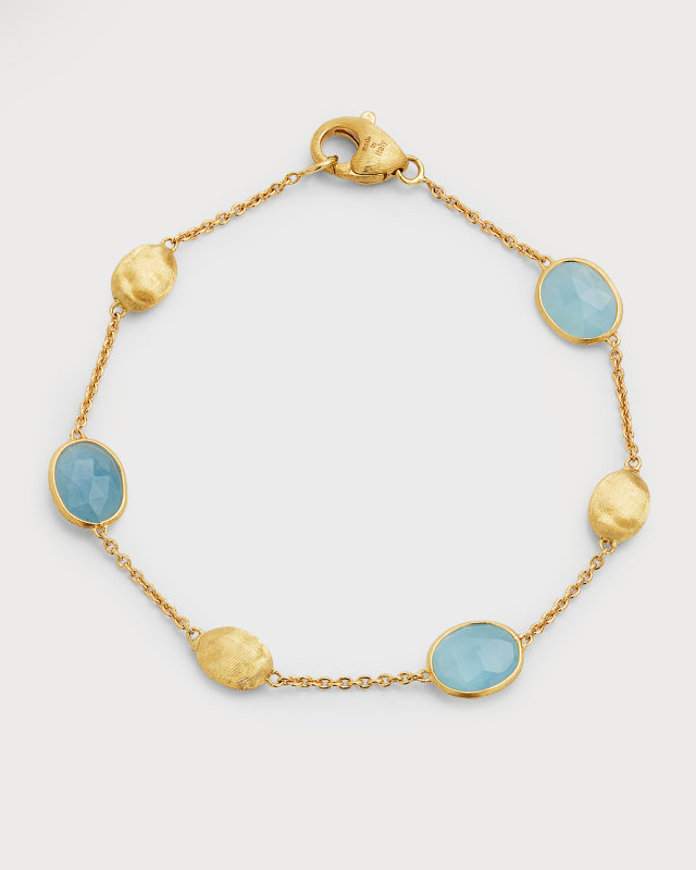 18K Yellow Gold Siviglia Aquamarine Bead Bracelet